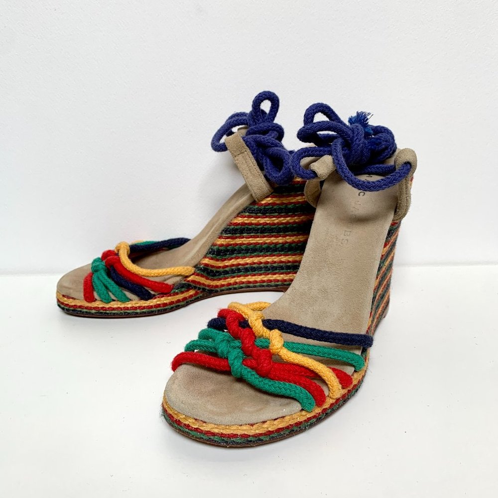 Marc Jacobs rainbow lace up espadrille wedges sz 6
